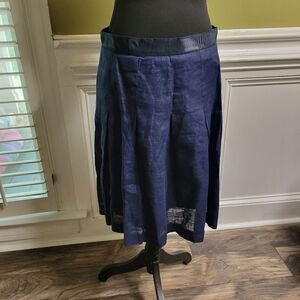 Brooks Brothers Irish Linen Blue Pleated Skirt Size 12